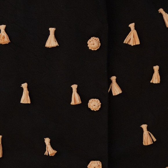 Farm Rio Black Raffia Fringed Blazer - Picture 8 of 9